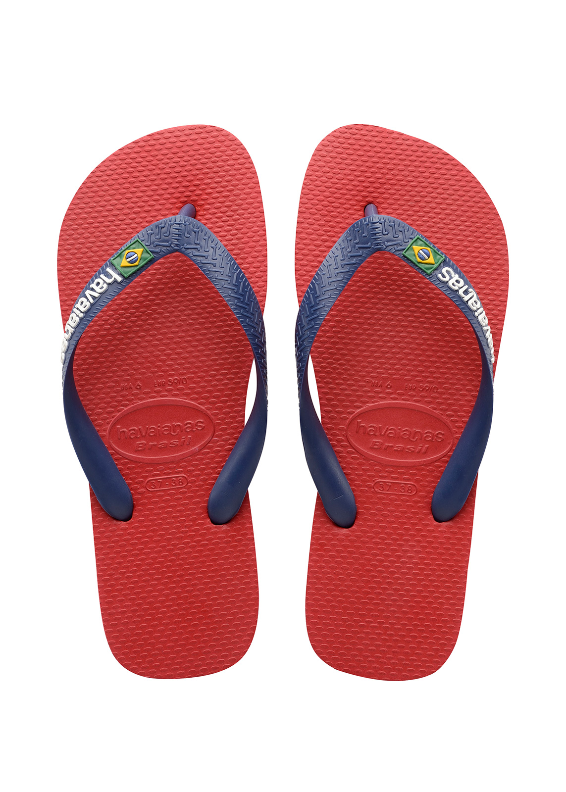 Rode jongens slippers Havaianais - Brasil logo Red