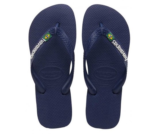 Blauwe heren slippers Havaianas - Brasil Logo Navy Blue
