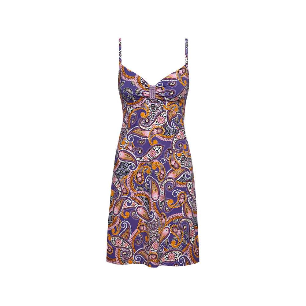 Paarse dames jurk van badstof met print - Cyell - pretty paisley 506 - 110506-5390