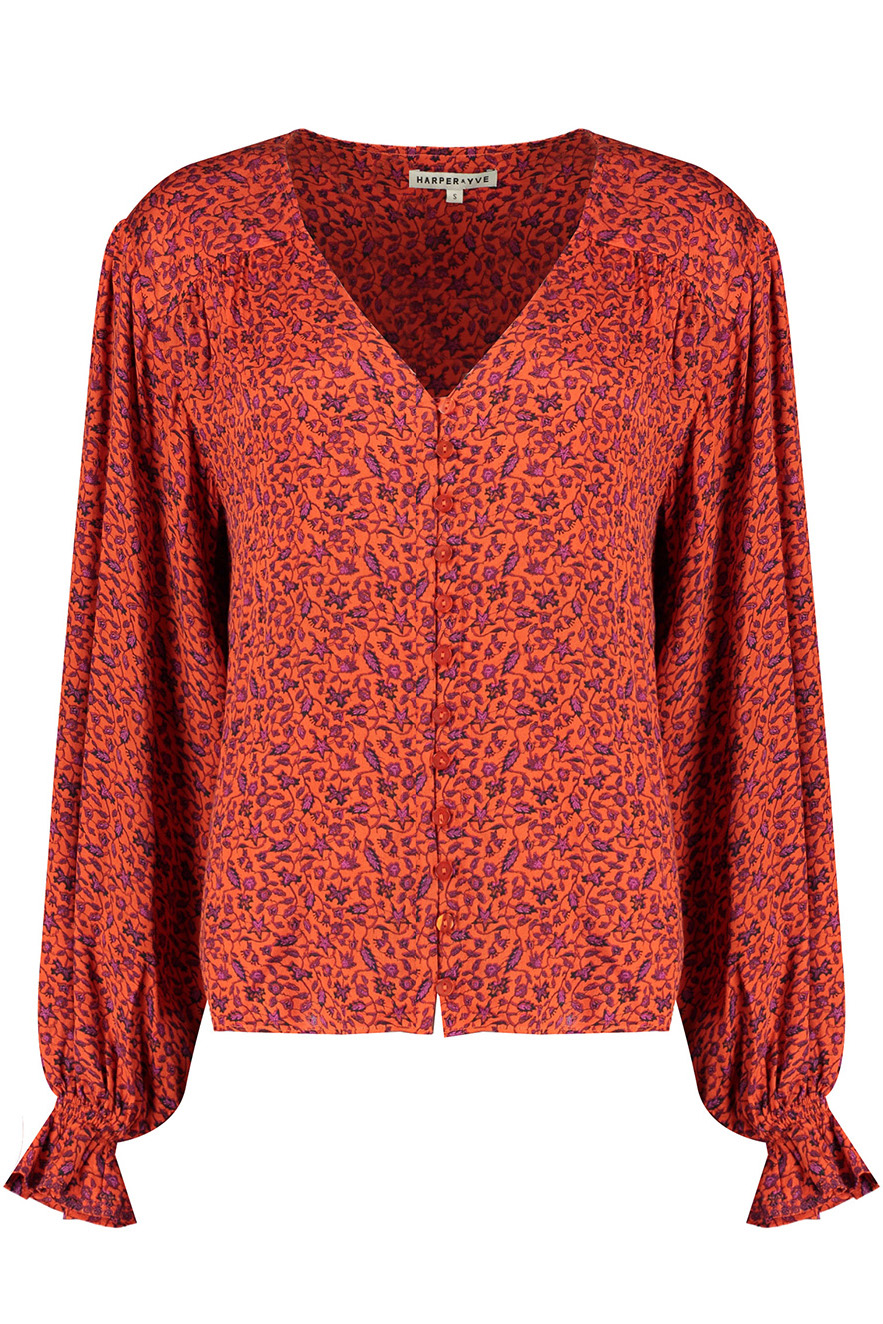 Oranje dames top met print - Harper&Yve - SS21J600 - 200