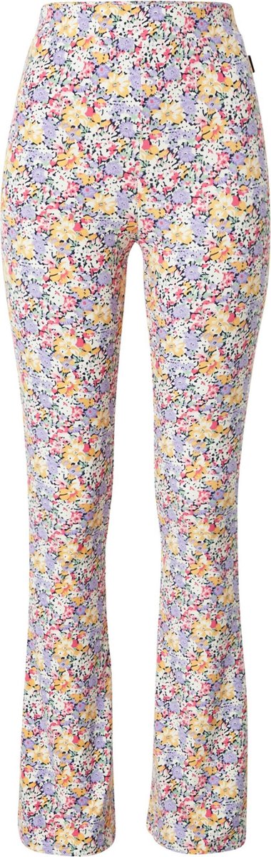 Geprinte dames flare broek - Colourful Rebel - Flower peached flare - 11216-lilac/yelw