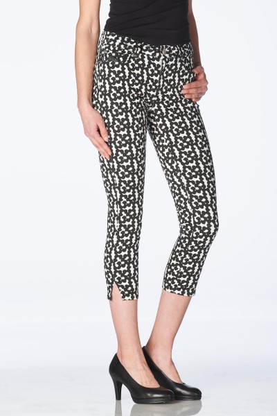 Zwart Witte dames jeans broek met print - Good Morning Universe - 21134-0190