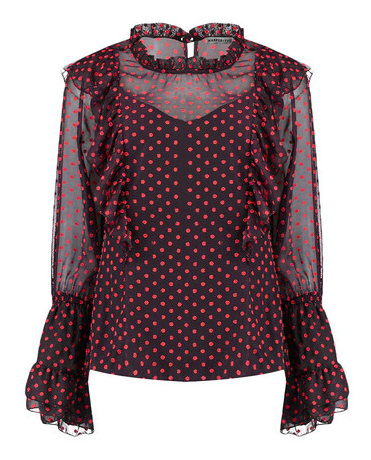 Gestipte dames blouse - Harper & Yve - brown/red