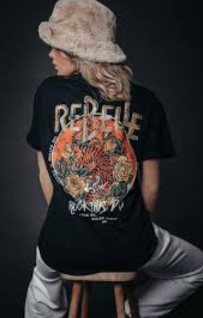 zwart dames shirt - Colourful Rebel - Rebelle rock day tee - 9394 black