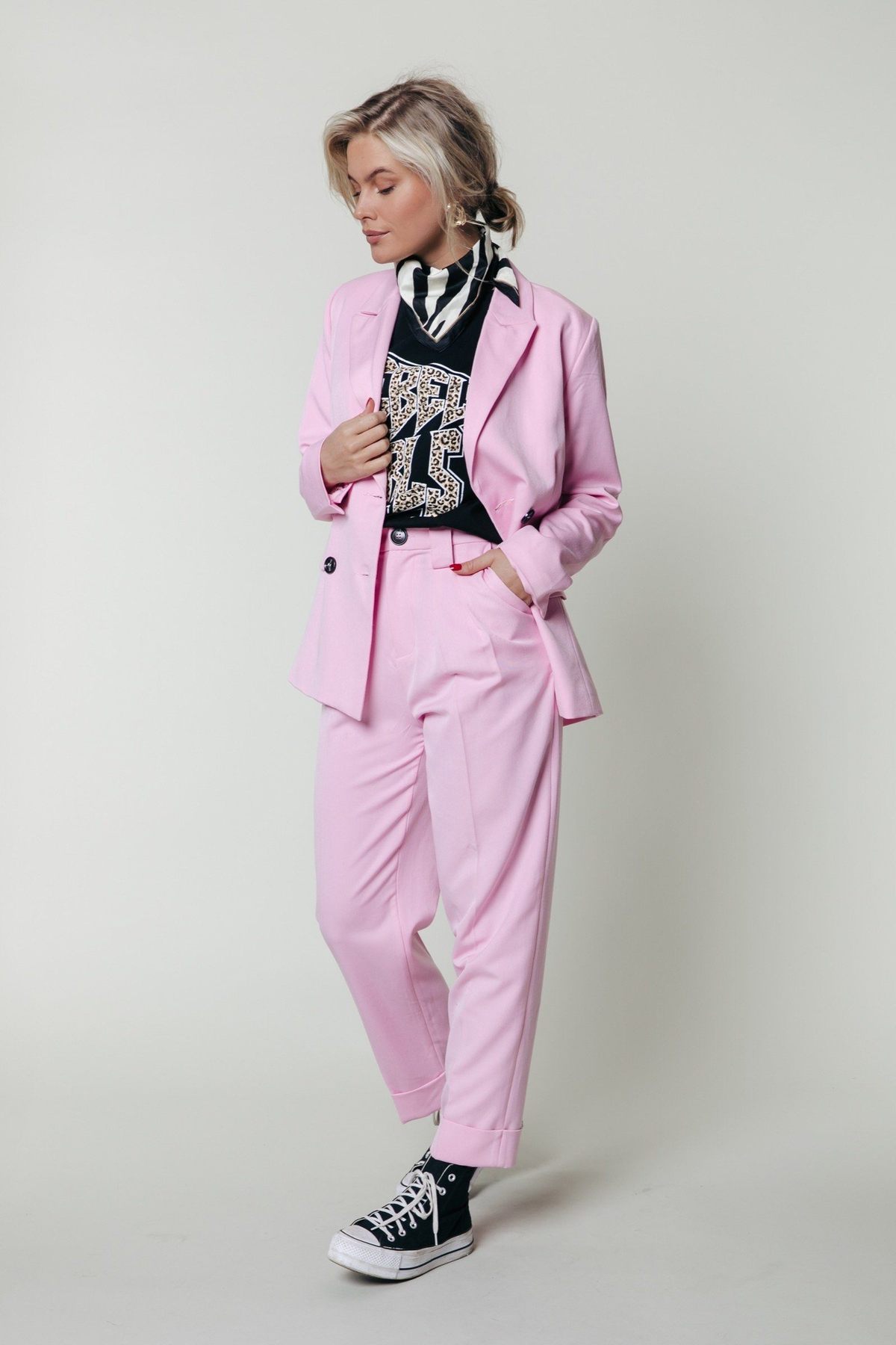 Roze dames pantalon broek - Colourful Rebel - Remi Tapered pants - 10145 pink