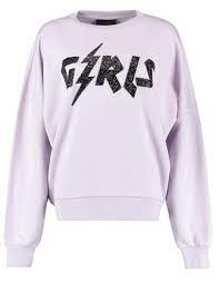 Paarse lila sweater - Colourful Rebel - Girls Rhinstone sweater - 11203- off white
