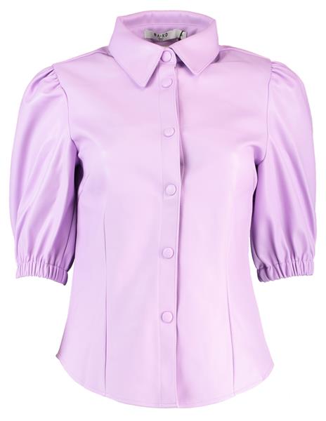 Lila leren dames blouse Na-kd - short puff sleeve PU blouse lilac