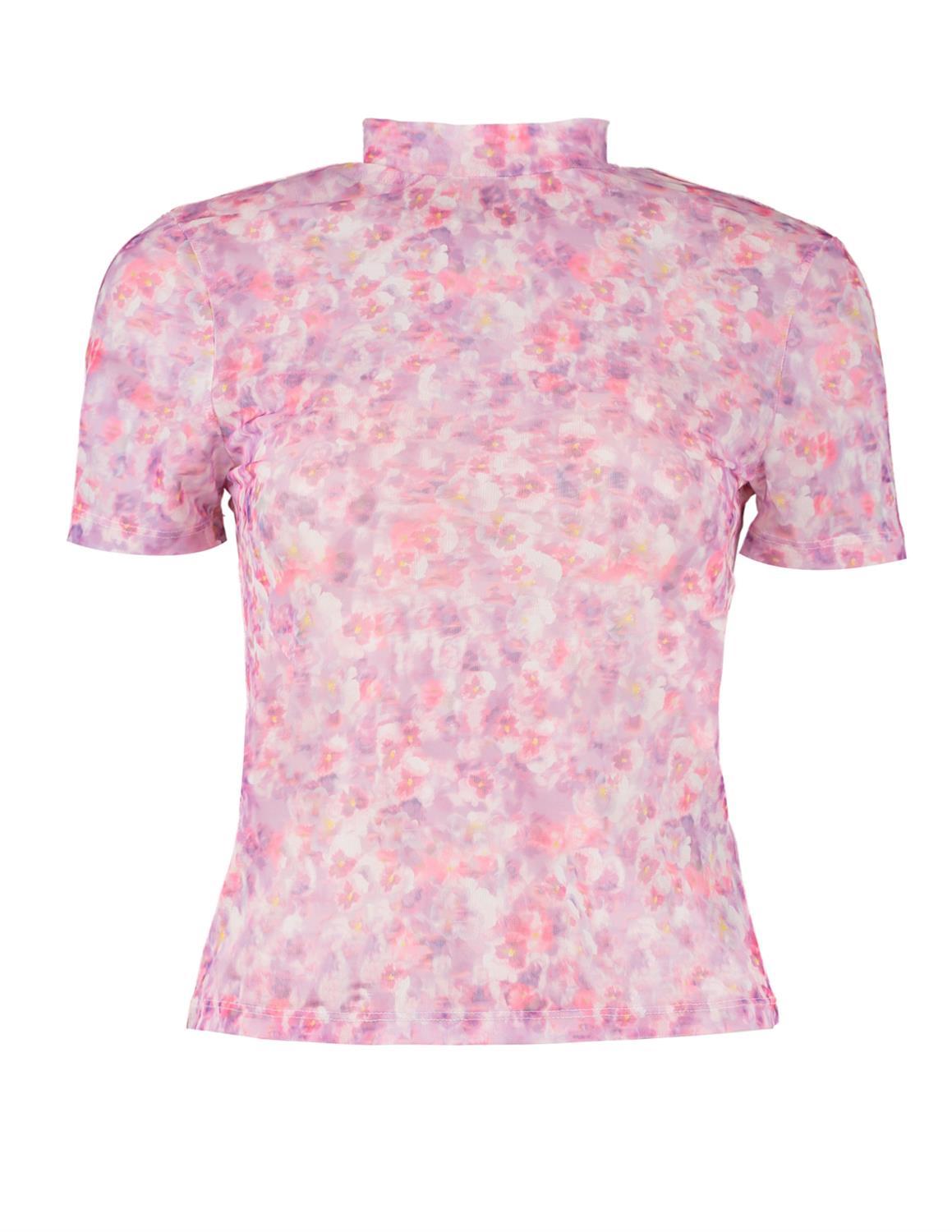 Lila dames top Na-kd - short sleeve mesh top lilac flower