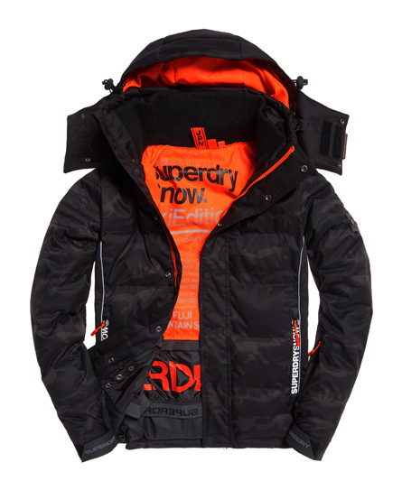 Grijs zwart gecamoufleerd heren ski/winter jack Superdry - M50001WPF1