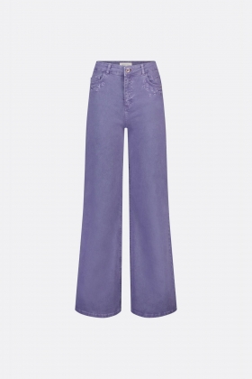 Paarse dames jeans - Fabienne Chapot- Eva wide leg lavender dusty lovender